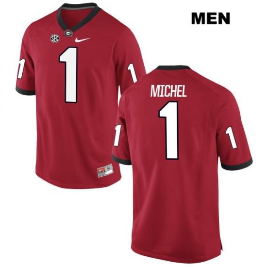 Men's Georgia Bulldogs NCAA #1 Sony Michel Nike Stitched Red Authentic College Football Jersey STQ7354IE